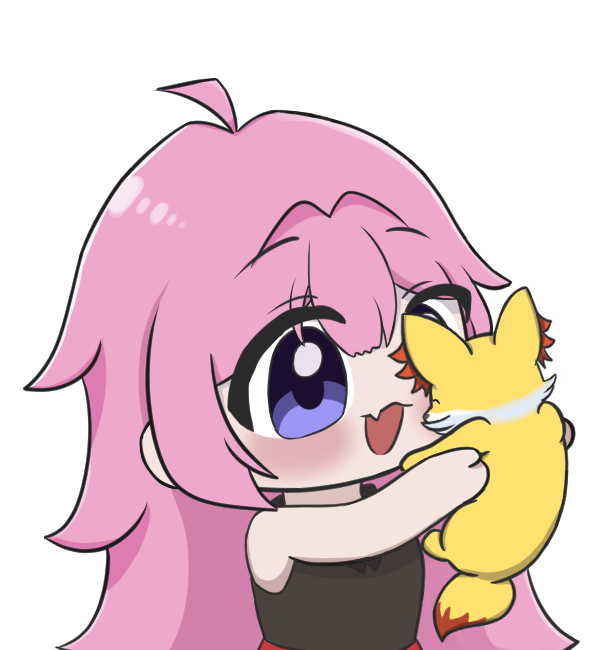 kiyu hugging a pokemon